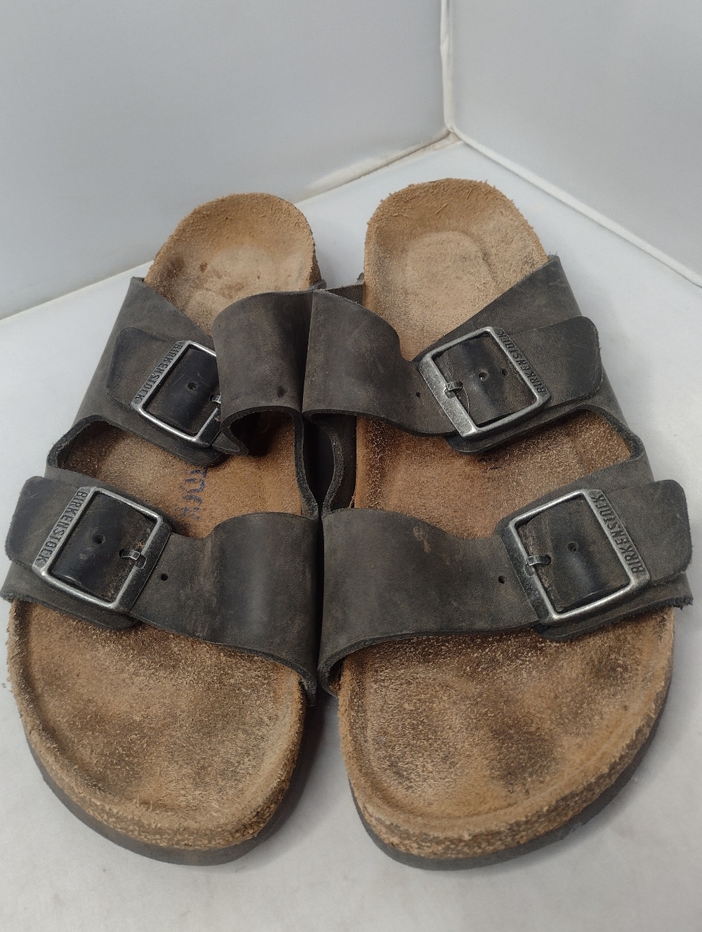 Birkenstock Unisex Mens Arizona Leather Sandals Slides Distressed Cork A18